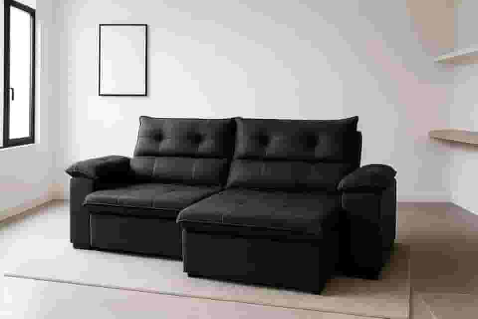 Sofá Aconchegante 2 Lugares Reclinável e Retrátil Bel Veludo LIMOV (Preto, 1,50m)