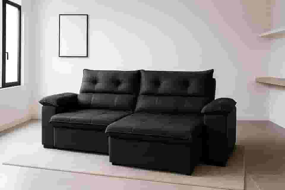 Sofá Aconchegante 2 Lugares Reclinável e Retrátil Bel Veludo LIMOV (Preto, 1,50m)