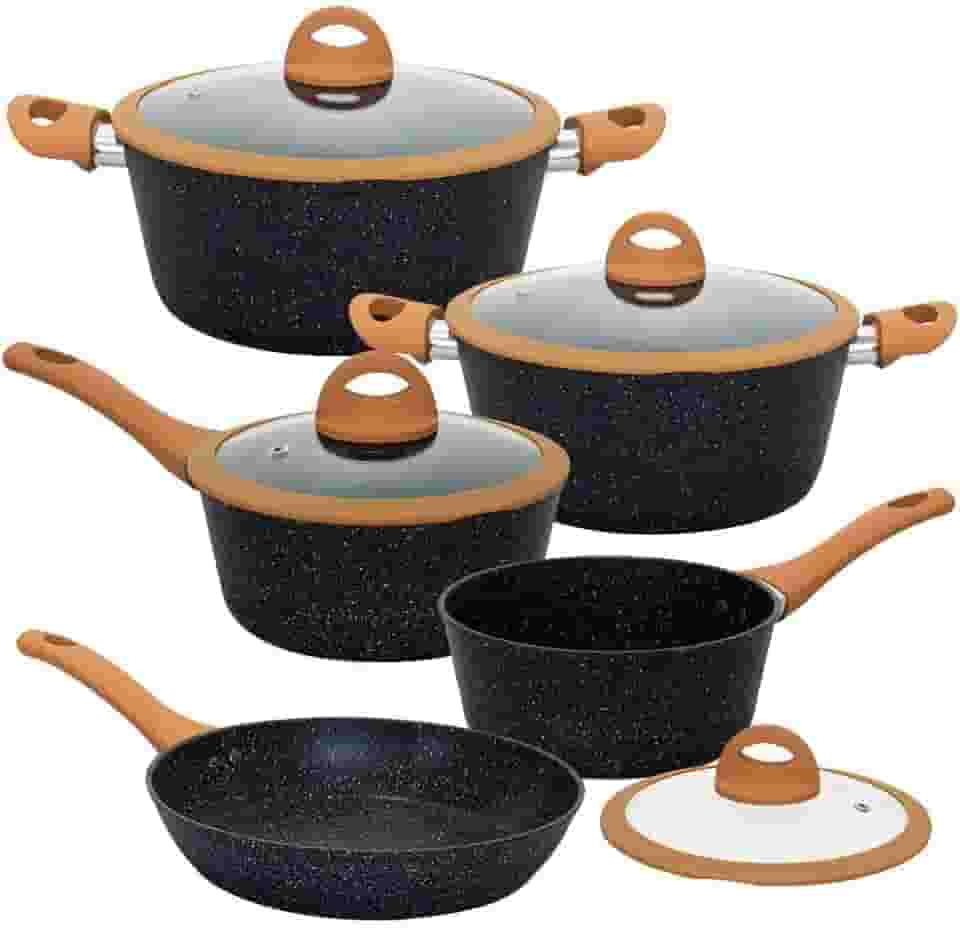 Jogo de Panelas de Indução Antiaderente Cerâmica Viena Preto 5 Peças - Casambiente