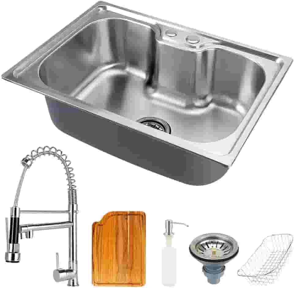 Cuba para Cozinha Gourmet Pia Aço Inox com Acessórios Nawa Munim, Prata, 50 cm, Pingoo.Casa