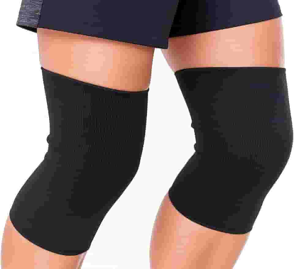KIT com 2 Joelheira de poliester preta Lisa Elástica Ortopédica De Compressão Dores Ortopédica Recuperação - SHACK