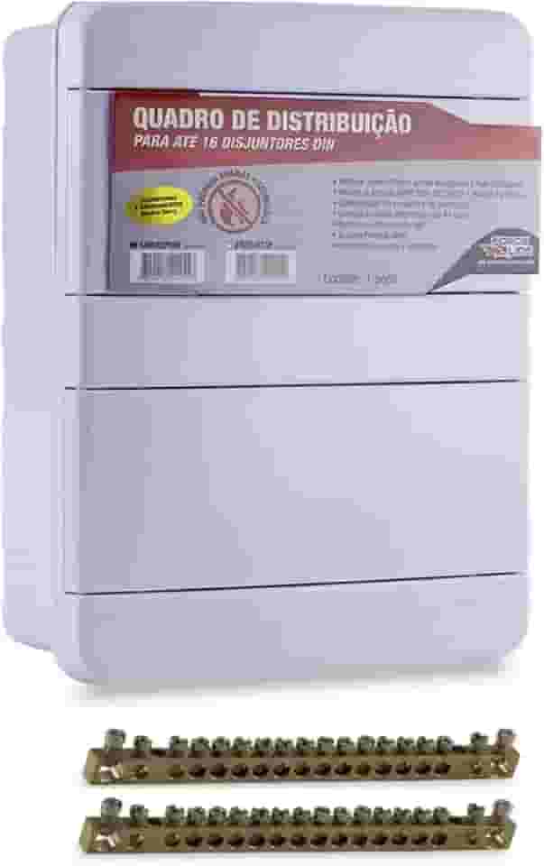 Force Line - Quadro Distr.16 Disjuntores+barramento Din Embutir, Branco