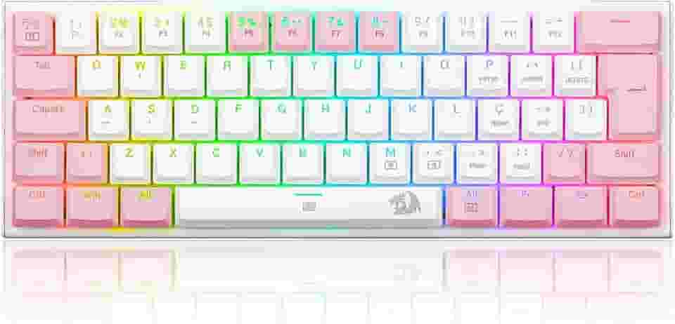 TECLADO MECANICO GAMER REDRAGON ANIVIA BRANCO COM ROSARGB COM SWITCH MARROM ABNT-2