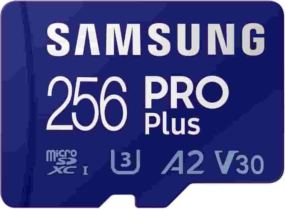Samsung Cartão de memória microSD PRO Plus + adaptador, 256 GB microSDXC, até 180 MB/s, Full HD e 4K UHD, UHS I, C10, U3, V30, A2, para smartphones Android, tablets, GoPro e drone DJI (MB MD256SA/AM)