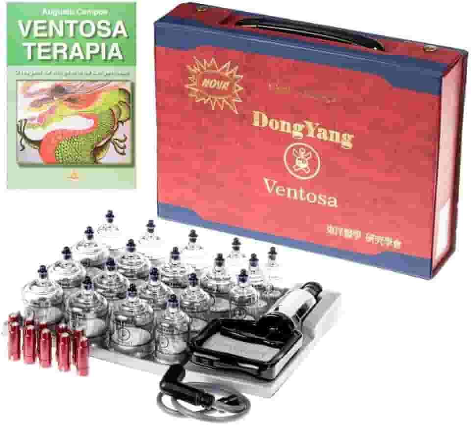 Kit de Ventosa 19 Copos Dong Yang com livro de Ventosaterapia