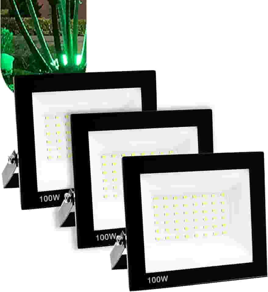 Refletor Holofote LED Kit 3 Unidades 100W SMD IP66 Prova d'Água Holofote Externo 6500K – Alta Luminosidade e Economia de Energia