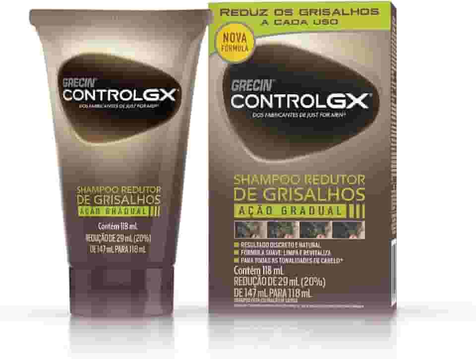 Grecin Control GX Shampoo, Redutor de Grisalhos, Ação Gradual, Aparência Natural, Para Todas as Tonalidades de Cabelo, 118ml