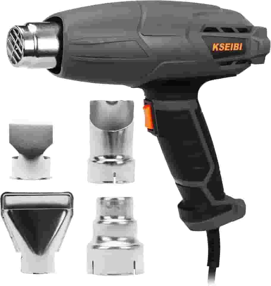 KSEIBI Pistola térmica de 12 Amps com temperatura dupla 398.9 °C C-593.3 °C com quatro bocais de decapagem/remoção de tinta, dobra de tubos, pistola de ar quente de PVC retrátil 2000W (KHG 20-55 B)
