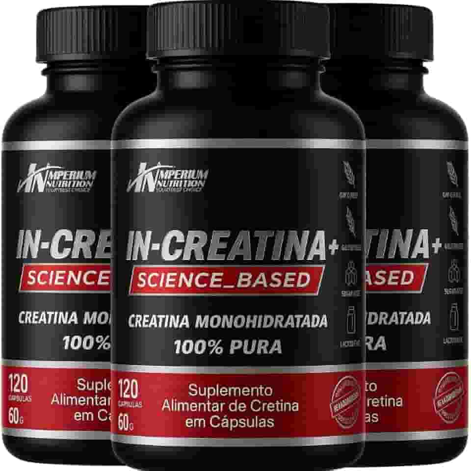 COMBO CREATINA 360 CÁPSULAS MONOHIDRATADA 100% PURA - IN-CREATINA+ EM CÁPSULAS DA IMPERIUM NUTRITION PARA HOMENS E MULHERES