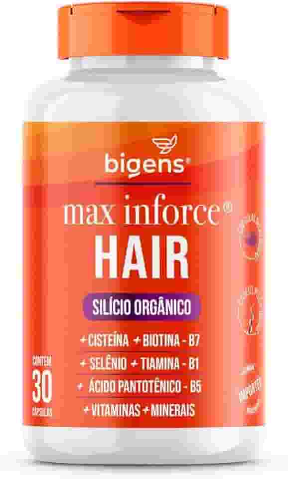 Max Inforce Hair, Silício Orgânico, Cisteína, Selênio, Ácido Pantotênico, 30 Cápsulas, Bigens