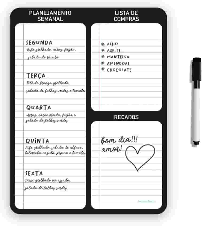 Ímã De Geladeira Porta Recados Anotações Planner Com Caneta