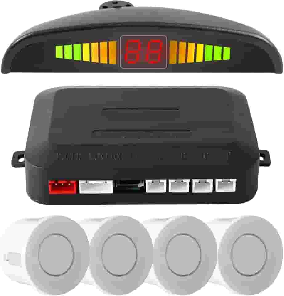 Sensor De Estacionamento Presença Ré com 4 Sensores e Display Aviso Sonoro (Branco)