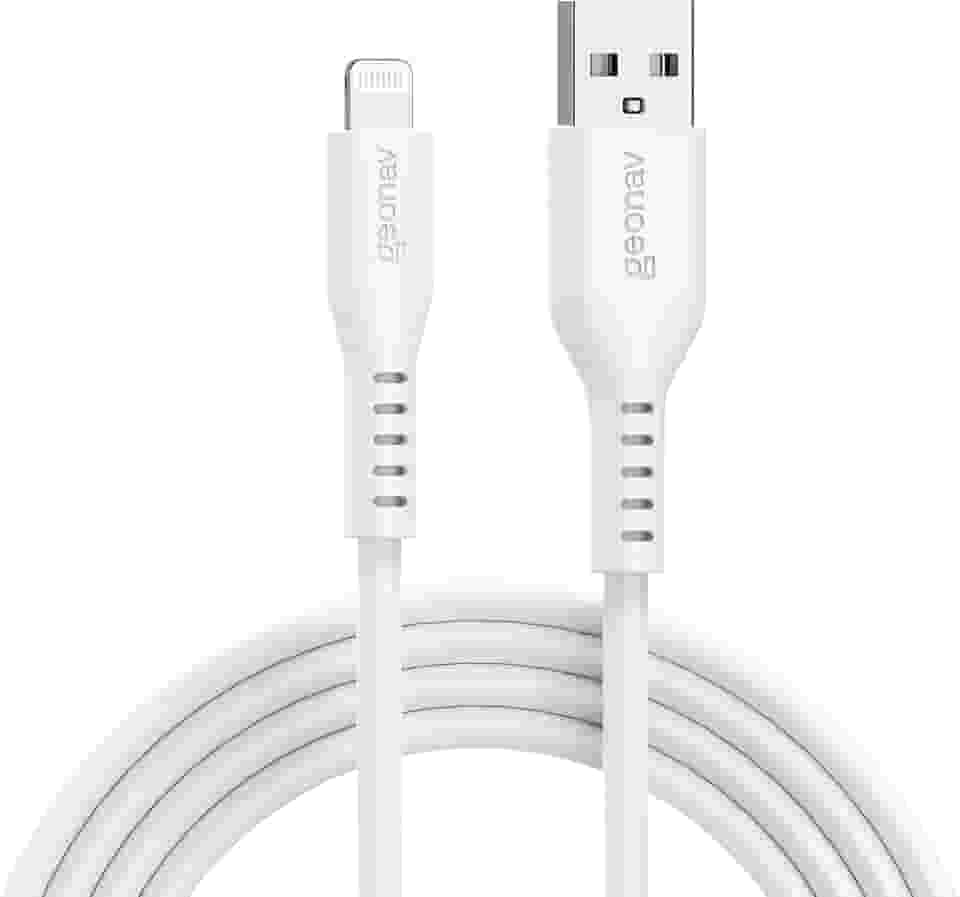 Geonav Cabo de Silicone USB-A para Lightning, carregamento até 12W, Silicone resistente, 1,5m, ESLISWT, Branco