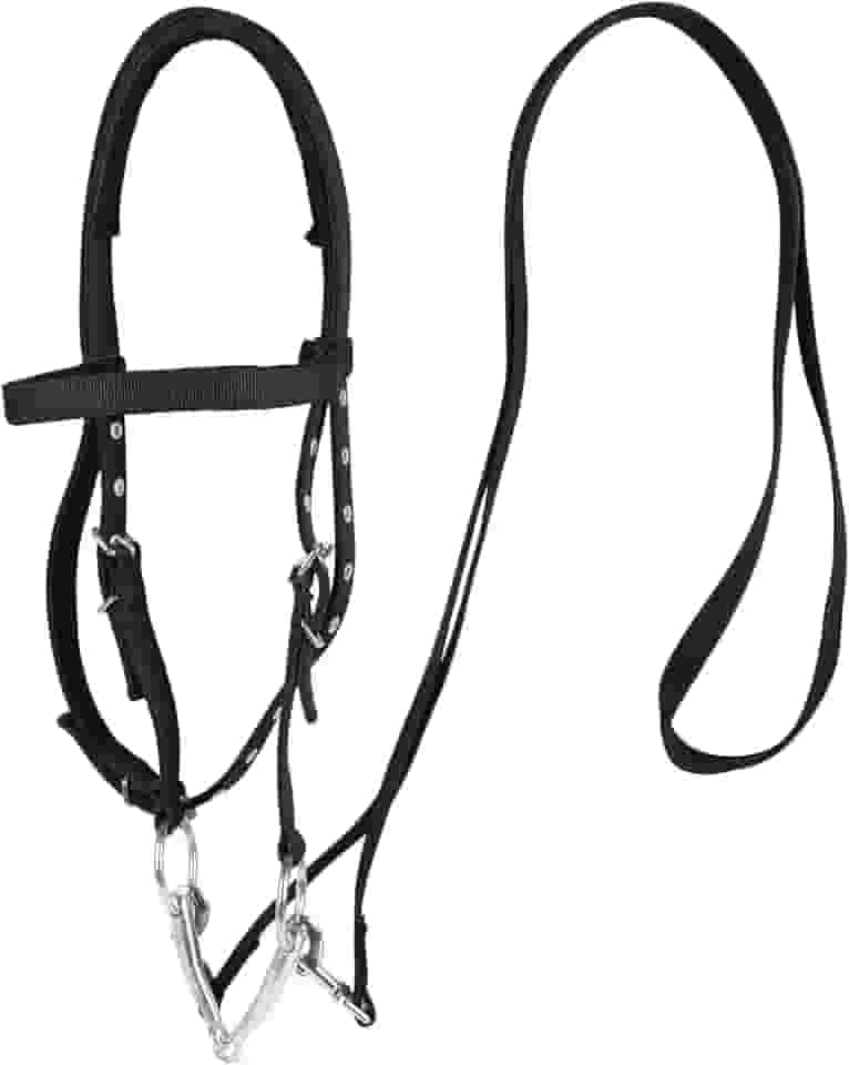 NIUTRIP Freios sem pontas ajustáveis para cavalos, freios equestres, cabeçote de cavalo, freio de cavalo (preto, P)