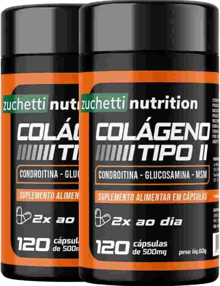 Kit 2 Pote Colágeno Tipo 2 Condroitina e Glucosamina Msm 240 Cápsulas 500mg Zuchetti nutrition