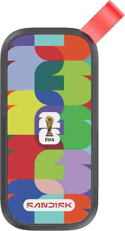 SANDISK SSD portátil da Copa do Mundo 2026 da FIFA de 1 TB, até 800 MB/s - compatível com laptops, tablets e telefones Android - Preto - SDSSDE30F-1T00-G25