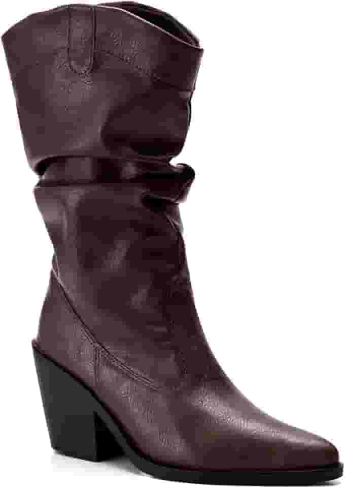 Bota Feminina Lumiss Western Texana Slouchy Cano Médio Enrugada