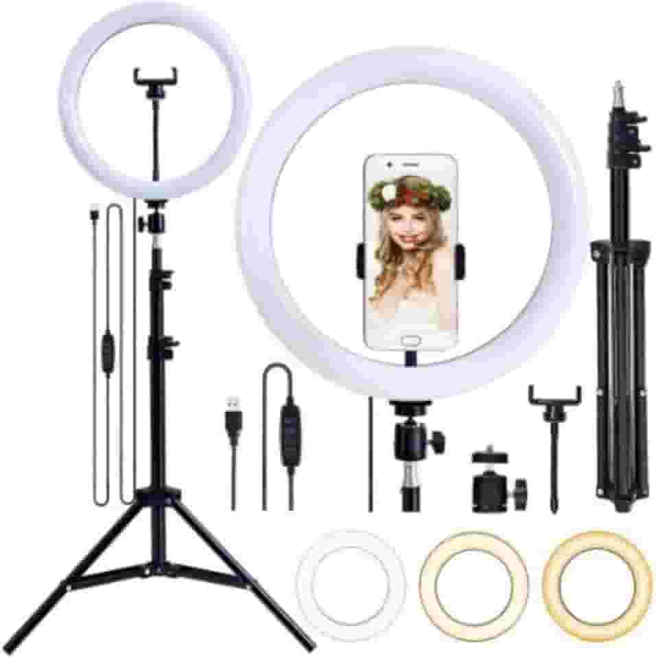 Ring Light Led 26cm 10p Tripé 210cm Selfie Youtuber Maquiagem Estetica Com Suporte Para Foto Celular