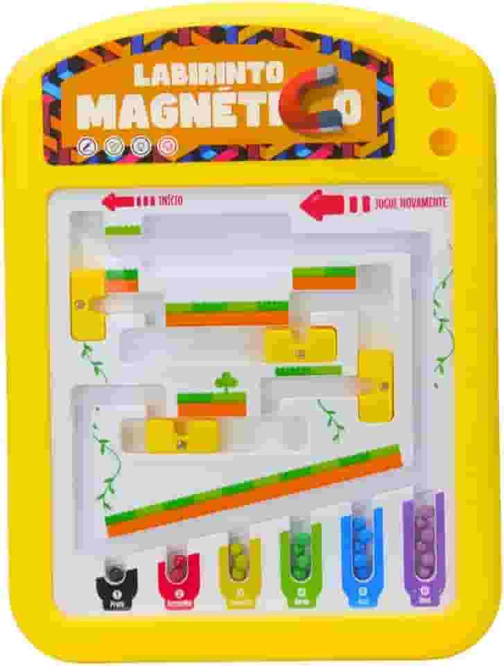 Labirinto Magnético Infantil, Jogo Educativo com Peças Coloridas, Brinquedo de Raciocínio Montessoriano Educativo com Caneta Magnética Coordenação Motora e Reconhecimento de Cores
