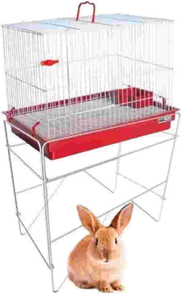 Gaiola para Coelho com Suporte Lillos Pet – Espaçosa, Resistente e Fácil de Limpar – Ideal para Coelhos, Porquinhos-da-Índia e Pequenos Roedores (Vermelho)