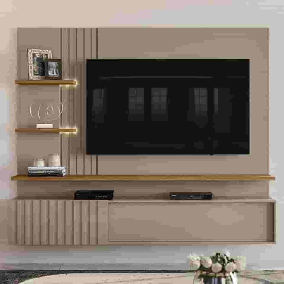 Painel para Tv até 65 Polegadas Led Ripado 2 Portas Atena Madetec Fendi/naturale