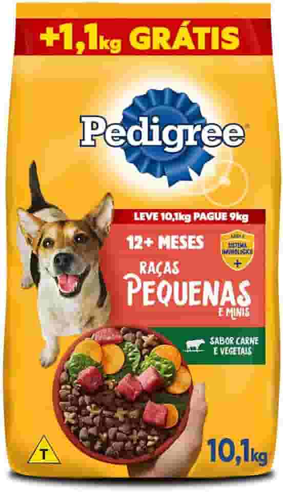 Ração Pedigree Carne e Vegetais Cães Adultos Raças Pequenas e Minis Leve 10Kg e Pague 9Kg