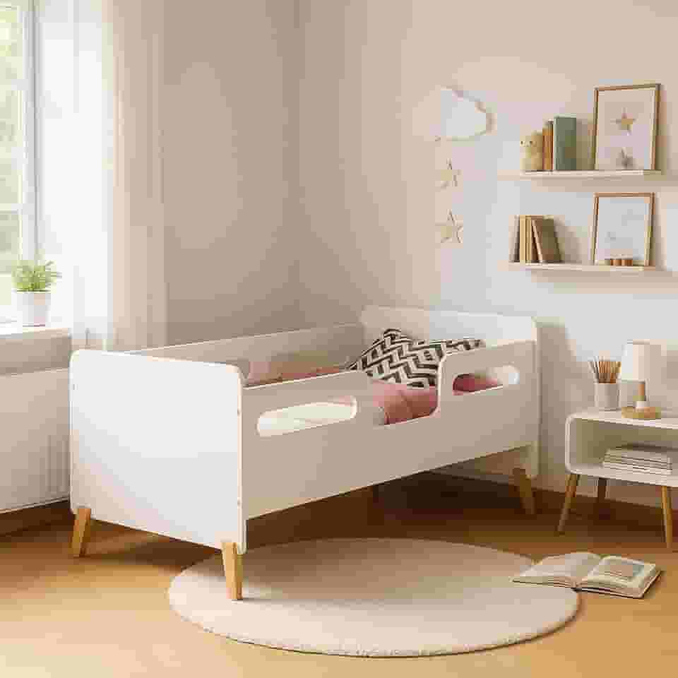 Mini Cama Infantil Cecília Design Moderno e Seguro. (Branco)