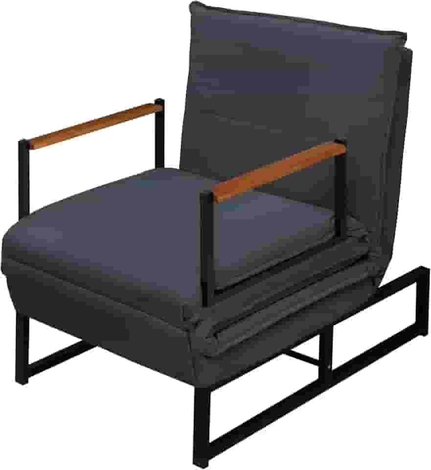 Poltrona Moderna Versati Estofada Descanso do Papai Conforto Premium Reclinável Puff Vira Cama Solteiro Luxo Puff Retrátil Macia Extensão Sala E Quarto Pés Em Aço Escritorio (Cinza)