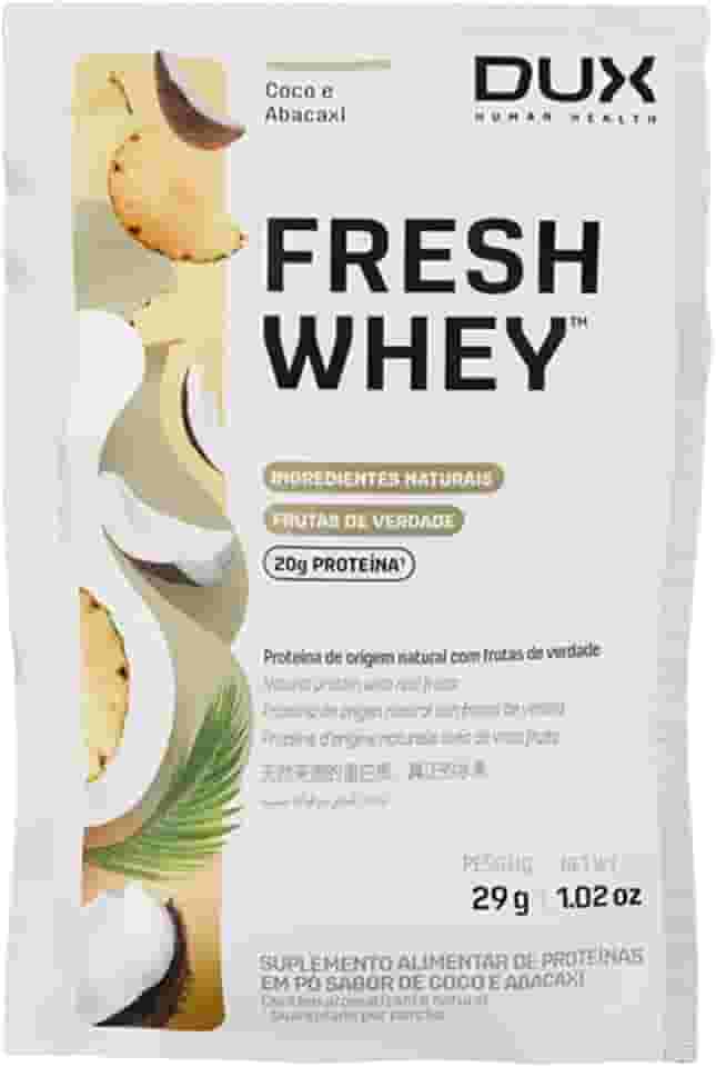 Fresh Whey Protein - Abacaxi e Coco Sachê 29g - 20g de Proteínas por Porção - Suplementos Naturais, Suplementação Treino Academia, Ganho Muscular Hipertrofia - DUX HUMAN HEALTH