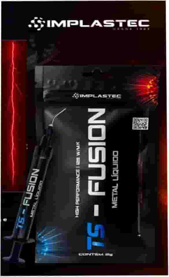 TS Fusion Pasta Térmica Metal Líquido, 2g, Alta Condutividade 128W/mK, Composto de Gálio, Índio e Prata, Aplicação Profissional para PS5, CPU, GPU