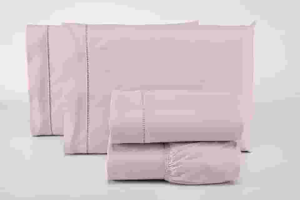 Jogo Lençol Casal 4 Peças 100% Algodão 400 Fios Toque Macio (Rosa)
