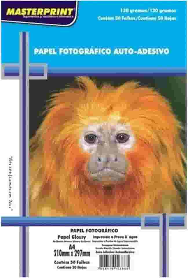 50 Folhas Papel Fotográfico Adesivo A4 130g À Prova D'água Masterprint