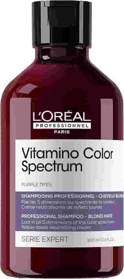 L'Oréal Professionnel, Shampoo Profissional Matizador de Tons Amarelados, Vitamino Color Spectrum, para cabelos Loiros, pigmentos roxos para neutralizar subtons amarelados, 300ml