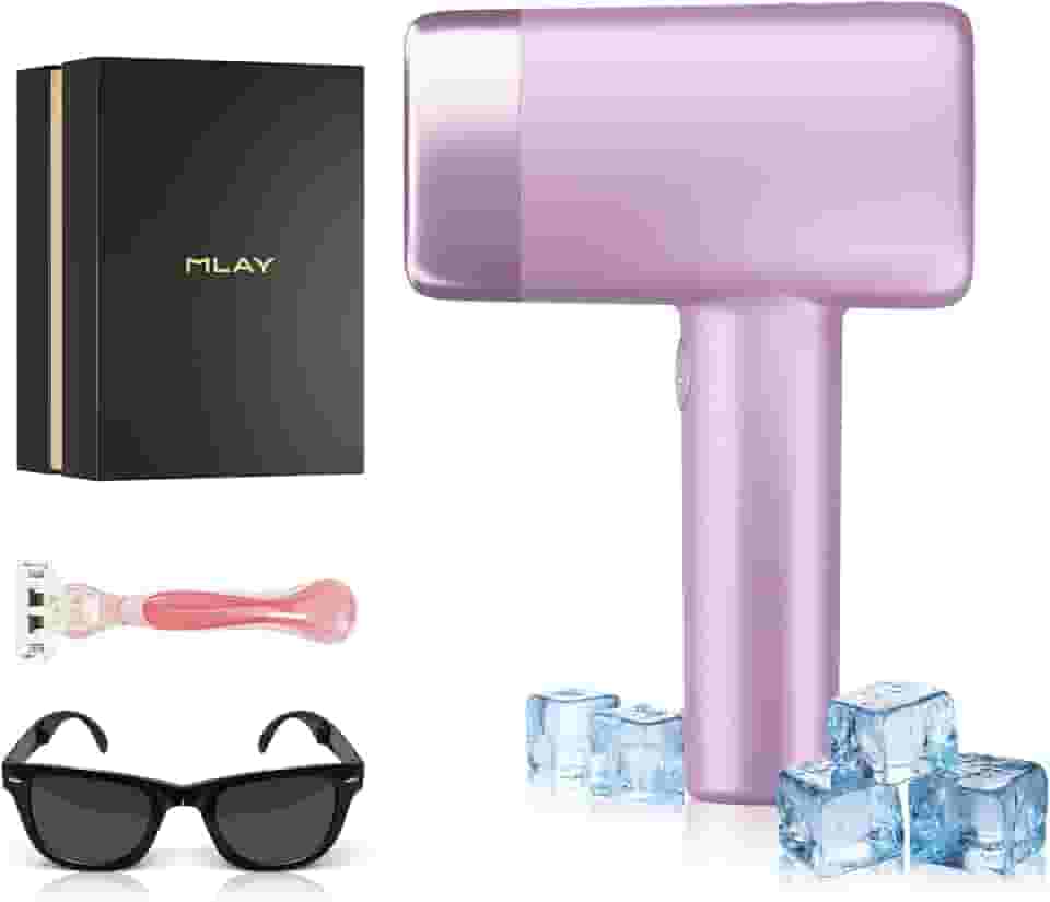 Depilador a Laser IPL MLAY T14 com Sistema de Resfriamento, Cabeça Substituível, Aprovado pela ANVISA, 1,5 Milhão de Flashes, Depilação Indolor e Eficaz para Corpo e Rosto(Rosa)