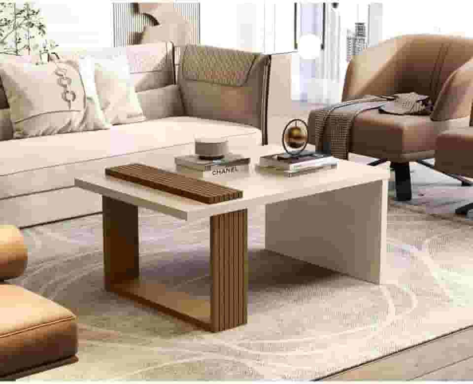 Mesa De Centro Retangular Para Sala Moderna Pérola Nature (Pérola/Nature)