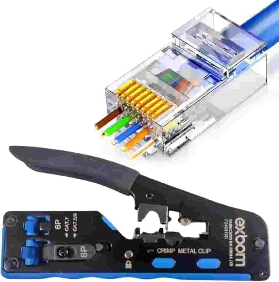 Alicate Crimpar Rj45 + 100 Conector Rj45 Vazado CAT6