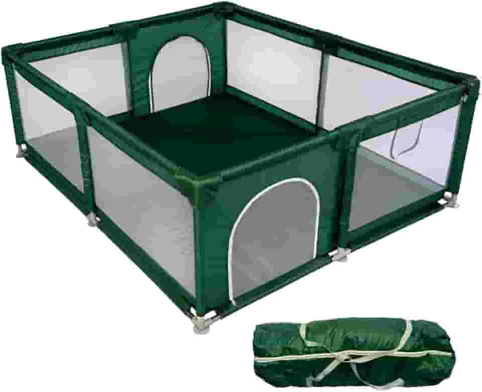 Cercadinho Para Bebês Chiqueirinho Playground Infantil Menino Menina Grande Desmontável Resistente Com Bolsa De Transporte Eloria (verde escuro)