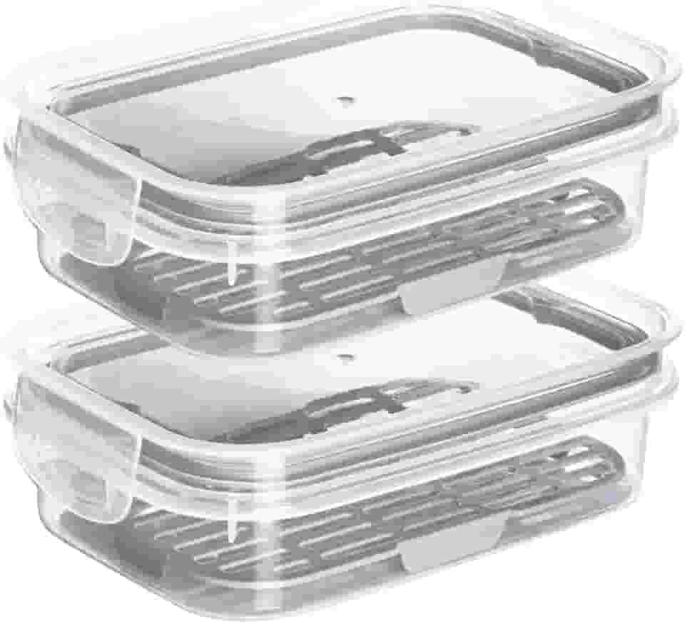 ' Kit 2 Porta Frios Com Escorredor Plastil 500 ml Pote Hermético Com 2 Travas De Segurança Para Transporte De Alimentos Perfeito Para Frios E Petiscos E Com Anel de Vedação Material BPA Free '