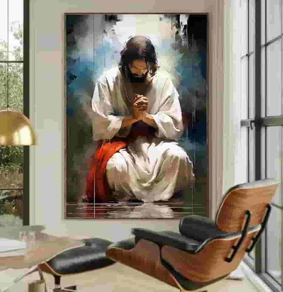 Quadros Decorativos jesus orando3 para Quarto Sala 110x80 Moderno Horizontal e vertical Grande Escritório Hall