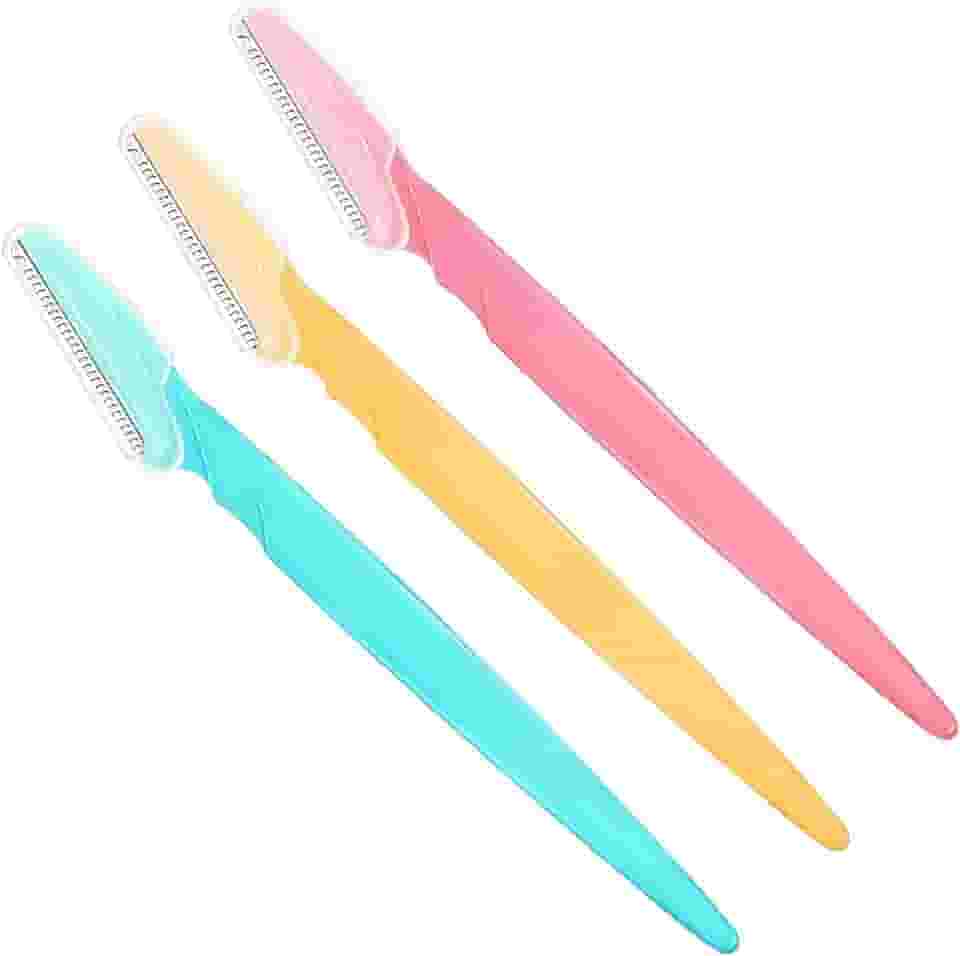 3 peças de lâmina de sobrancelha para mulheres e homens, removedor de pelos faciais, ferramenta de dermaplaning para rosto, modelador de sobrancelha de precisão, aparador esfoliante multiuso com capa