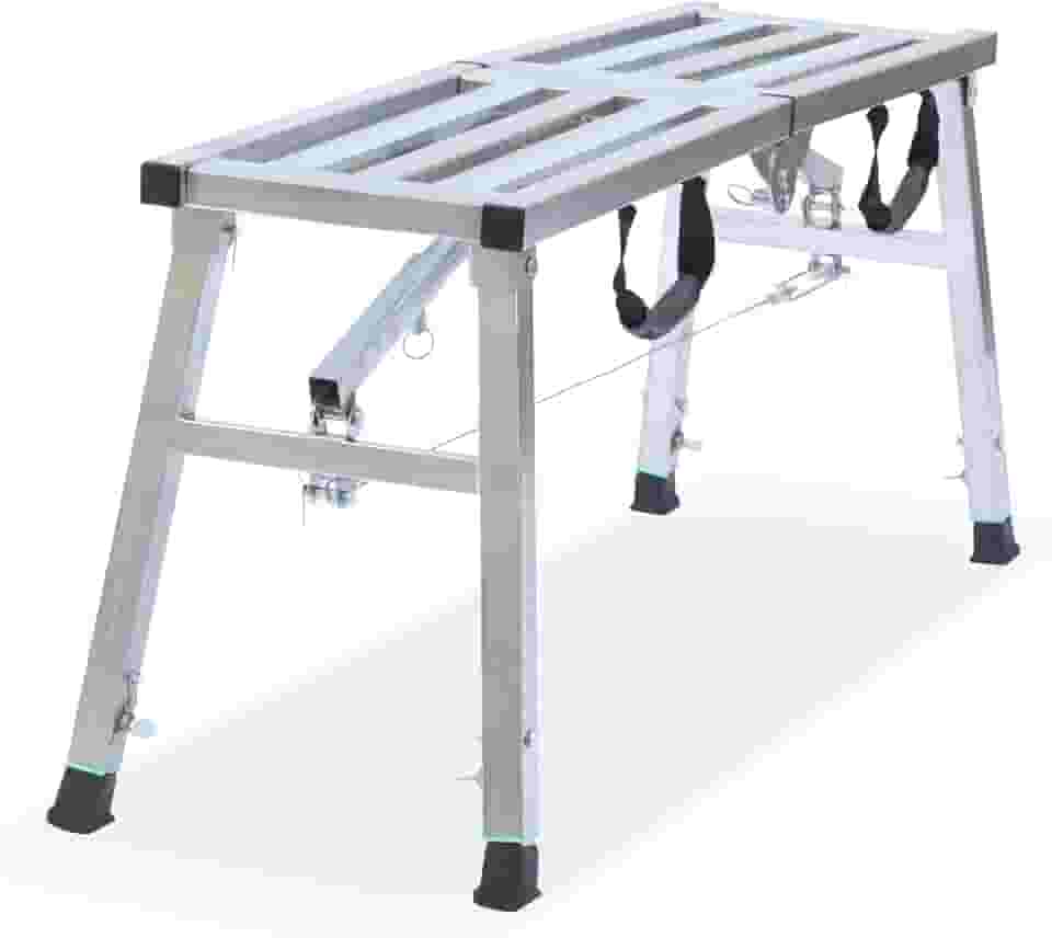 Plataforma de trabalho com altura ajustável plataforma de andaime portátil de aço 172 kg, capacidade de carga, 99 x 12, escada dobrável, banco de pintura para drywall (96,5 cm)