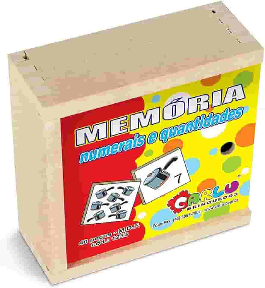 Carlu Brinquedos - Numerais e Quantidades Jogo da Memória 40 Peças, 3+ Anos, Multicor, 1233