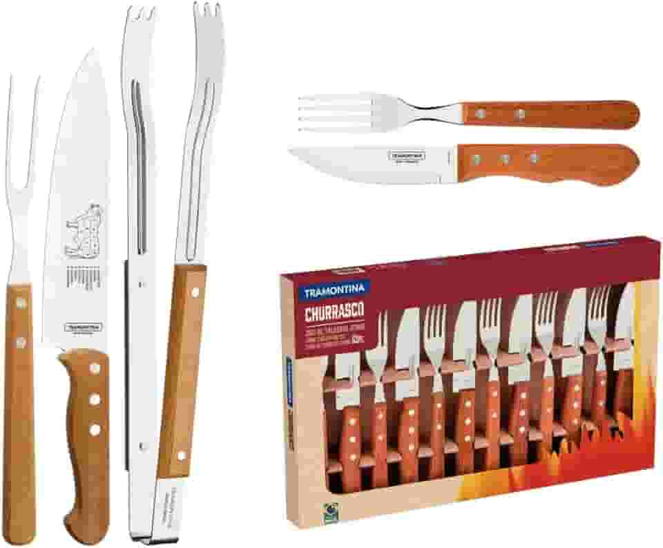 Kit para Churrasco Tramontina Jumbo 15 peças Aço Inox com Madeira