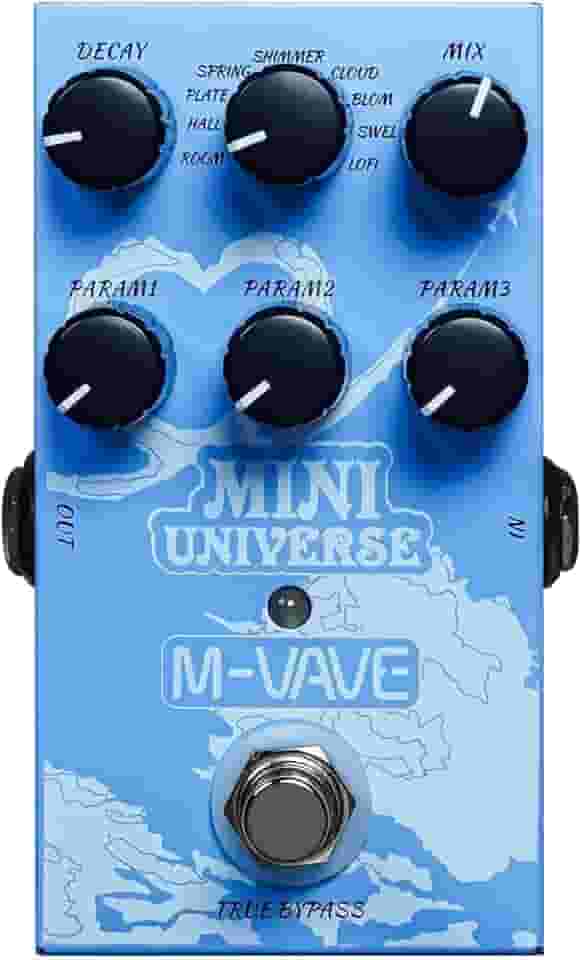 M-VAVE VEDO Pedal de efeitos de reverberação Mini Universe para guitarra elétrica, design True Bypass para guitarra, estojo de metal, fácil de operar 9 tons universais de reverberação, cordas