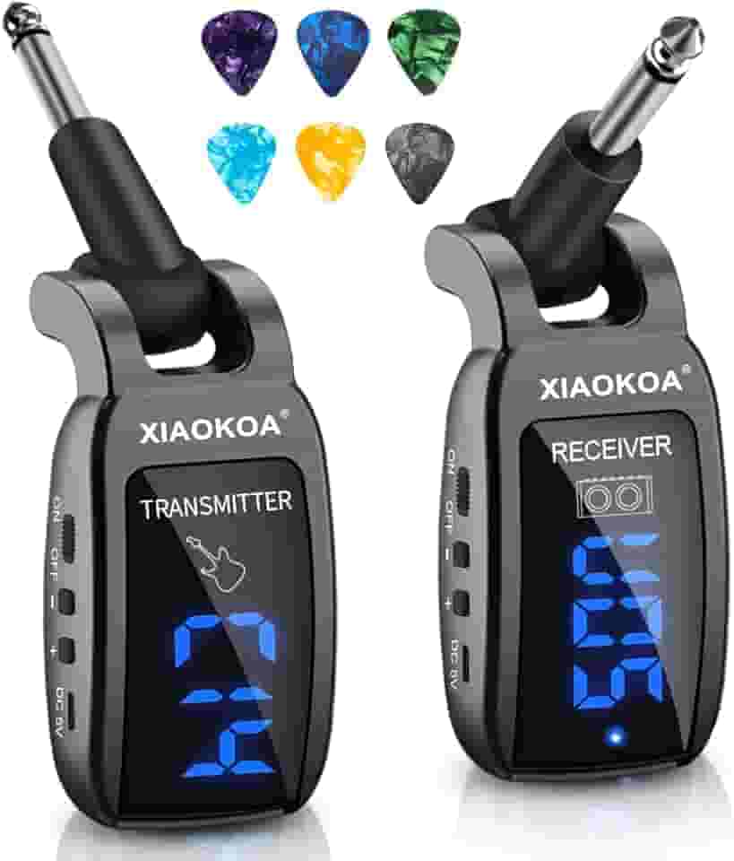 Transmissor e Receptor Sem Fio para Guitarra, Transmissão Sem Fio UHF, Recarregável, Alcance de 50 m, Display LED, para Guitarra Elétrica e Baixo