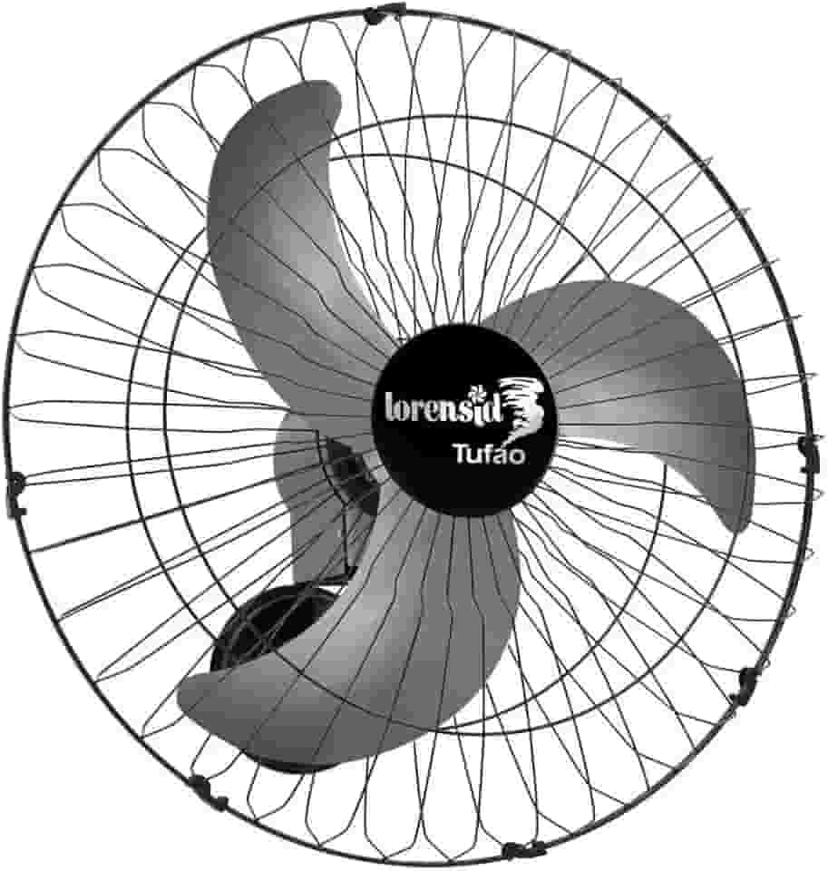 VENTILADOR DE PAREDE TUFÃO M2 60CM PRETO BIVOLT LORENSID COM GRADE DE AÇO