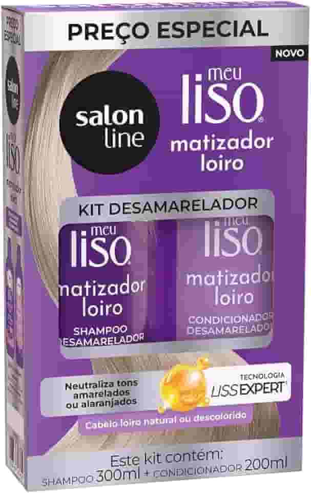 Kit Shampoo e Condicionador, Salon Line, Meu Liso Matizador Loiro, Vegano - Para Cabelos Lisos, 2 Unidades