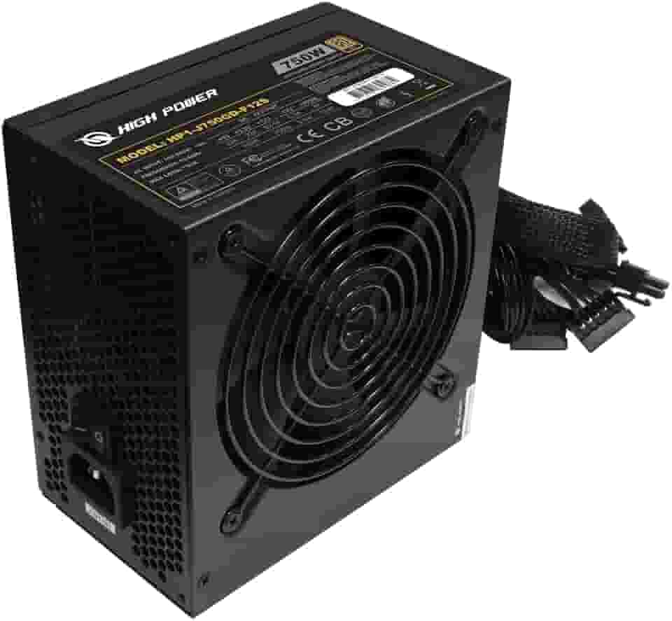 HIGH POWER Fonte de alimentação para PC 750W 80 Plus Gold certificada ATX 3.0 e compatível com PCIe 5.0, PFC ativo com ventilador Whisper de 120 mm para operação silenciosa e desempenho confiável