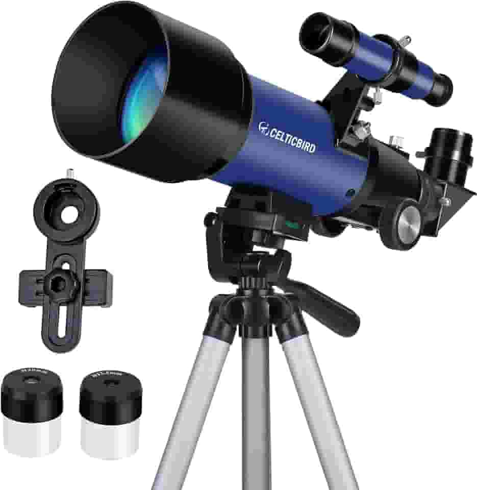 Telescópio para crianças iniciantes, 70 mm abertura 400 mm telescópio refratário astronômico para adultos estudantes - telescópios de viagem com tripé, adaptador de telefone (azul oceano)