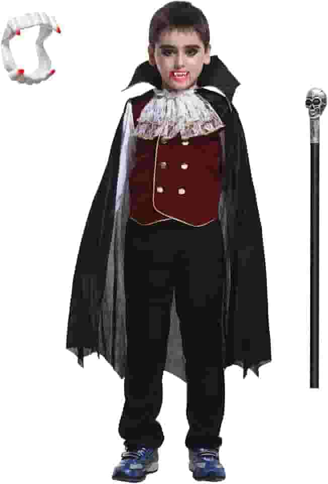 Fantasia de Halloween de vampiro para meninos e crianças, gótica, cosplay clássico (preto, 4 a 6 anos)